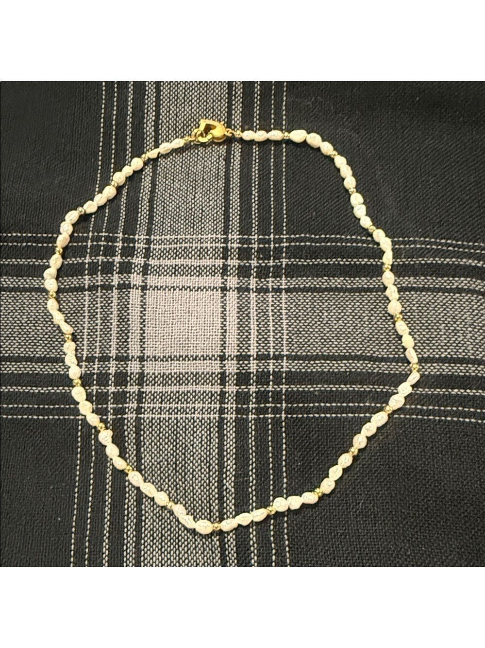 VTG Elegant Goldtone and Ayoka Rice Pearl Cream Necklace 15inches